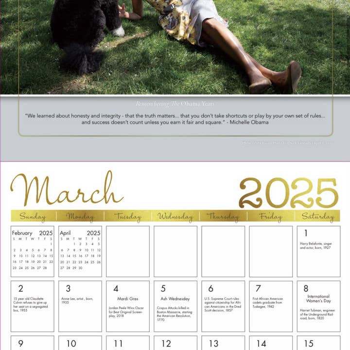 Shades of Color, LLC - Wholesale Calendar - 2025 The Obama Years Wall Calendar