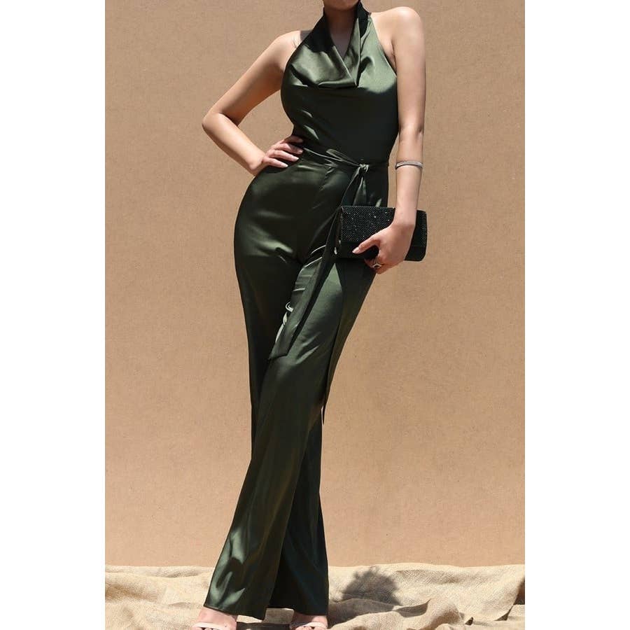 Esmeray Clothing - Vente Combinaison – femme - Combinaison élégante à col nu avec ceinture élégante6