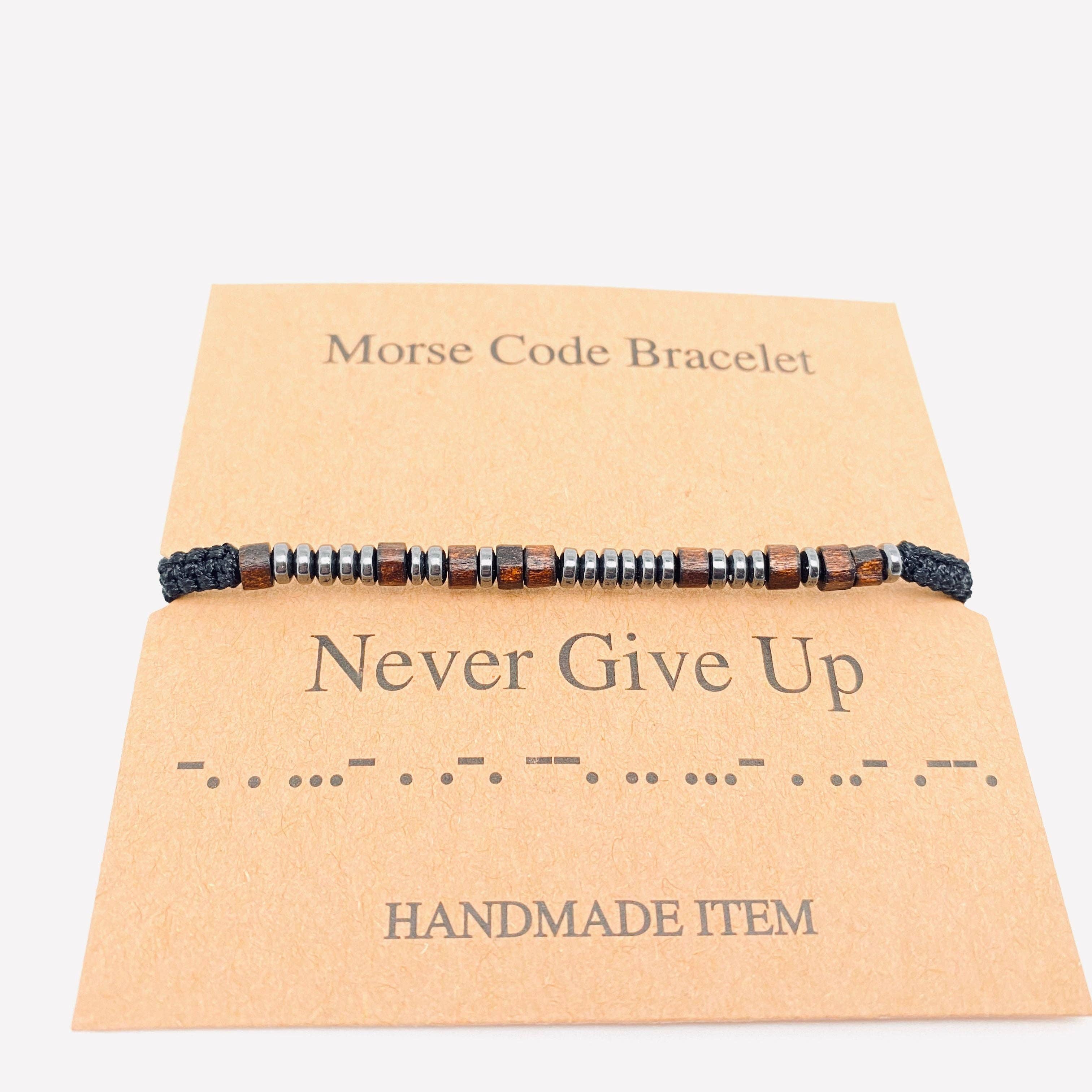 Mio Queena - Wholesale Woven/Braided Bracelet - Multi-style Hand-woven Wood Bead Morse Code Bracelet1