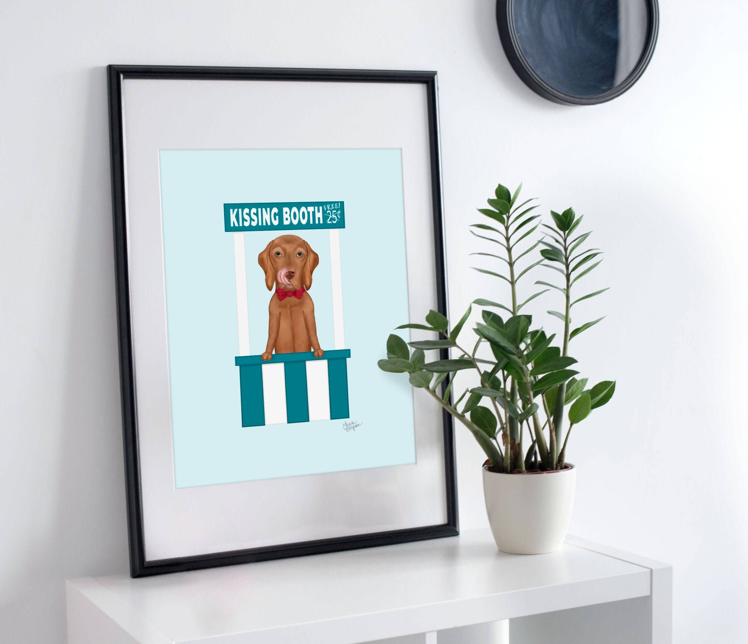Laura Bergsma Studio - Wholesale Art Print - Vizsla Dog Art Print, Kissing Booth4