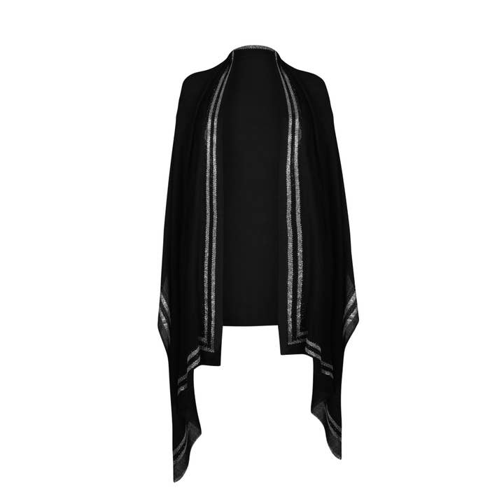 Black wrap with swarovski trim for wholesale by Alison van der Lande