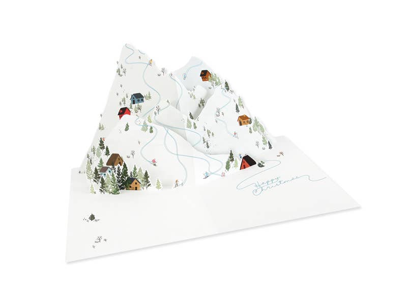 UWP Luxe - Wholesale Christmas Card - Alpine Ski Slope Christmas Pop-Up Card0