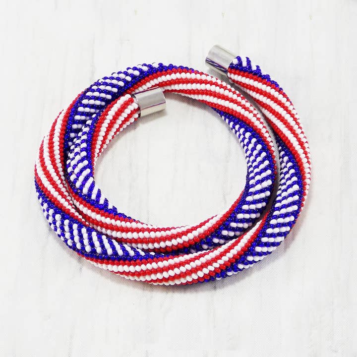 Bijoux de drapeau américain unisexe, rouge, blanc, bleu, cadeau du jour commémoratif, 4 de juillet, bijoux patriotiques, fête de l'indépendance, collier, corde pour la vente par Ninolia
