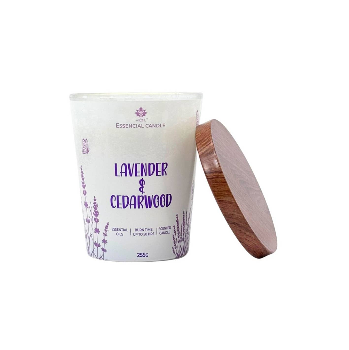 SferaNatura by INCI SRL - Vente Bougie en bocal - Bougie ARÔME Lavande et Bois de cèdre 255 g en verre0