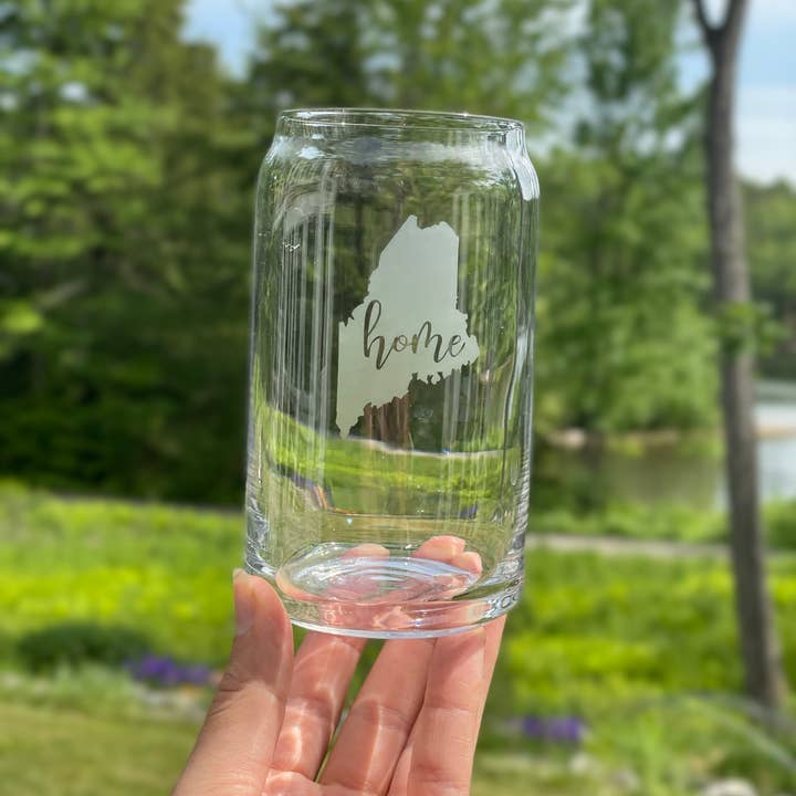 Reclaimed Maine Co. - Wholesale Drinking Glass/Cup - Nature Inspired Etched Beer Can Glasses | Maine Gifts1