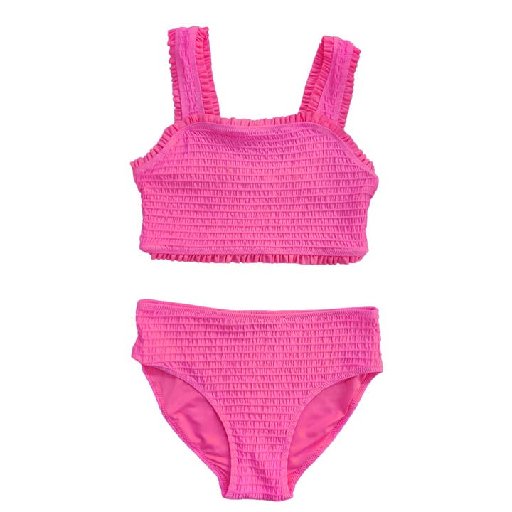 Bikini à volants texturés en côtes 2 pièces pour adolescentes pour la vente par Ava & Yelly