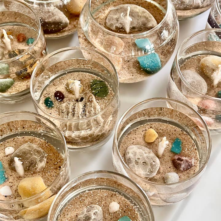 Stein geschnittene Kokosnuss Petoskey Stein Kerze, 10 oz für den Großhandel von Rock Bottom Candle Company