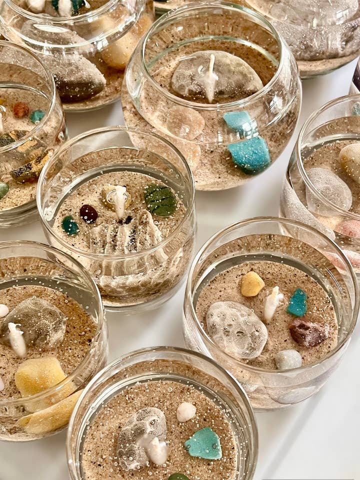 Lavender Lemon Petoskey Stone Candle, 10 oz for wholesale by Rock Bottom Candle Company