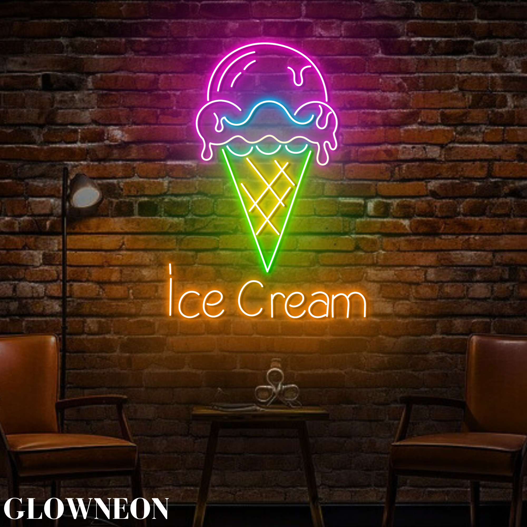 Glow Neon - Venta al por mayor Letrero de neón - Decoración de pared de helado, decoración de pared de neón para heladería y pastelería2