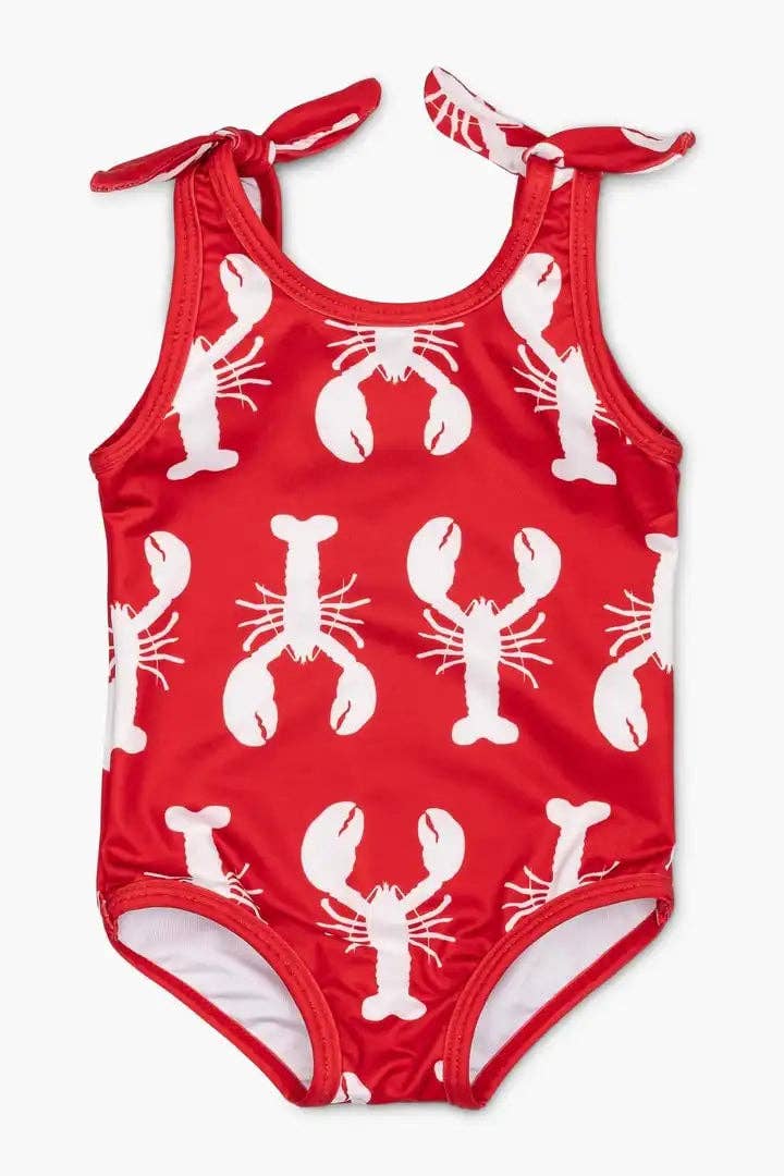 Monica + Andy - Wholesale One Piece Swimsuit - Kids - Kids & Baby Swim Tie Swimsuit One-Piece_Lobster Tales on Red