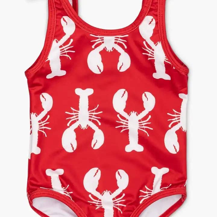 Monica + Andy - Wholesale One Piece Swimsuit - Kids - Kids & Baby Swim Tie Swimsuit One-Piece_Lobster Tales on Red