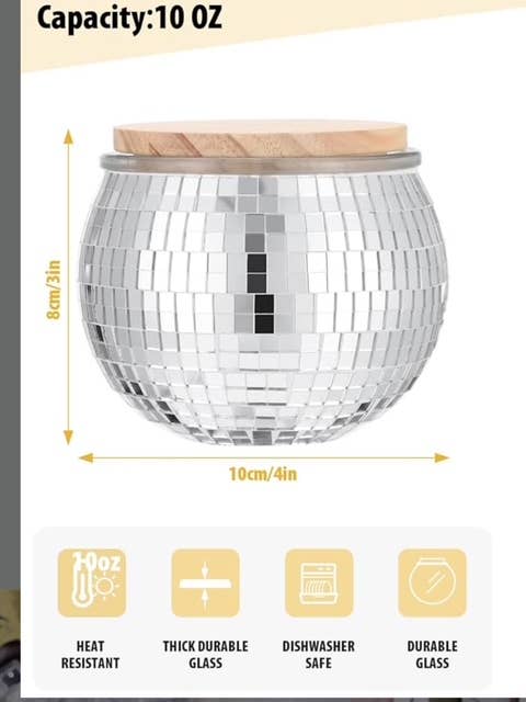 Disco-Kugel-Kerze ungiftiger Holzdocht *Neue Größe 10 oz für den Großhandel von True by Katie