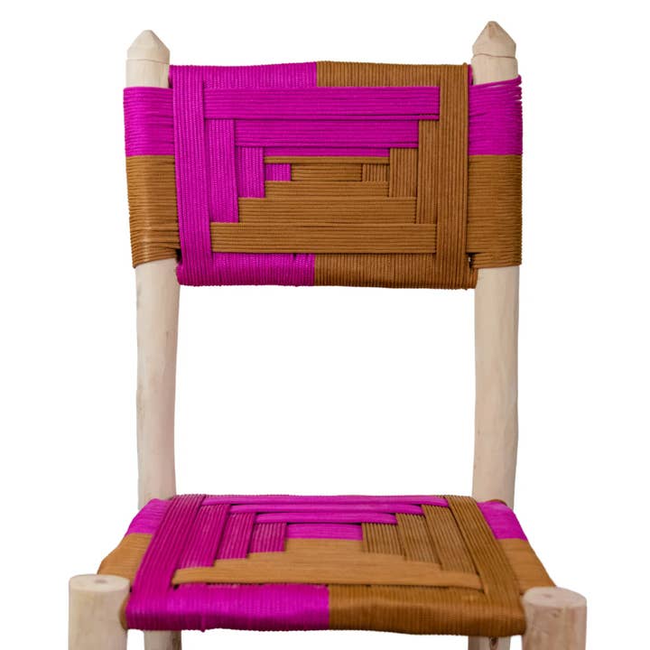 King Of Handmade - Wholesale Chair - Moroccan wooden chair with braided rope weaving seat