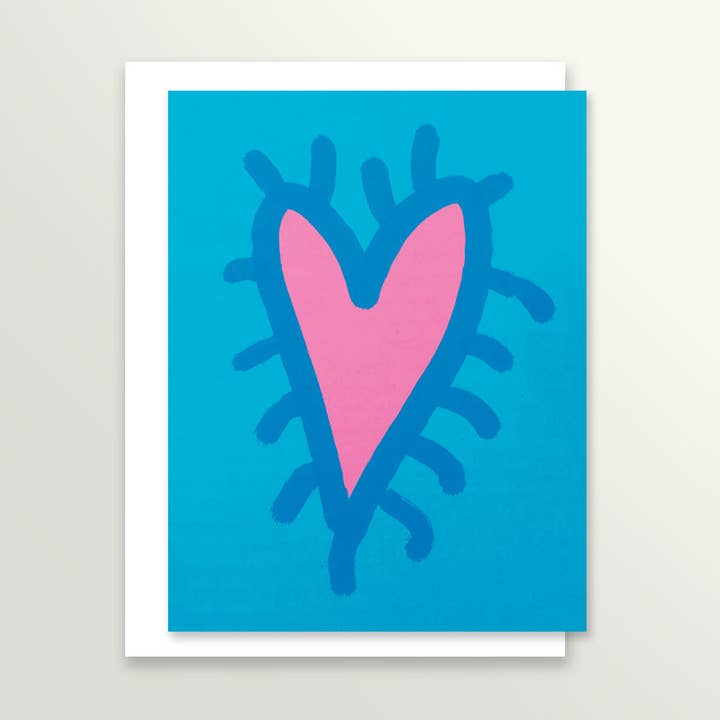 Bubble Gum Heart Notecard for wholesale by Springamajig Press