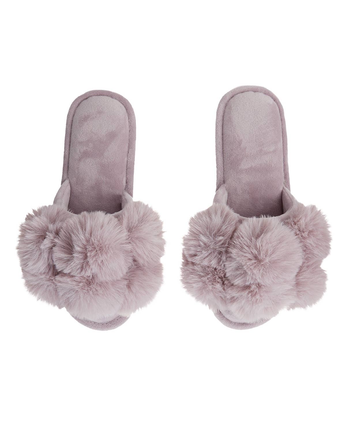 Infinity Classics International Inc. - Vente Chaussons – femme - Pantoufles en peluche MeMoi Luxe Pompon à bout ouvert6