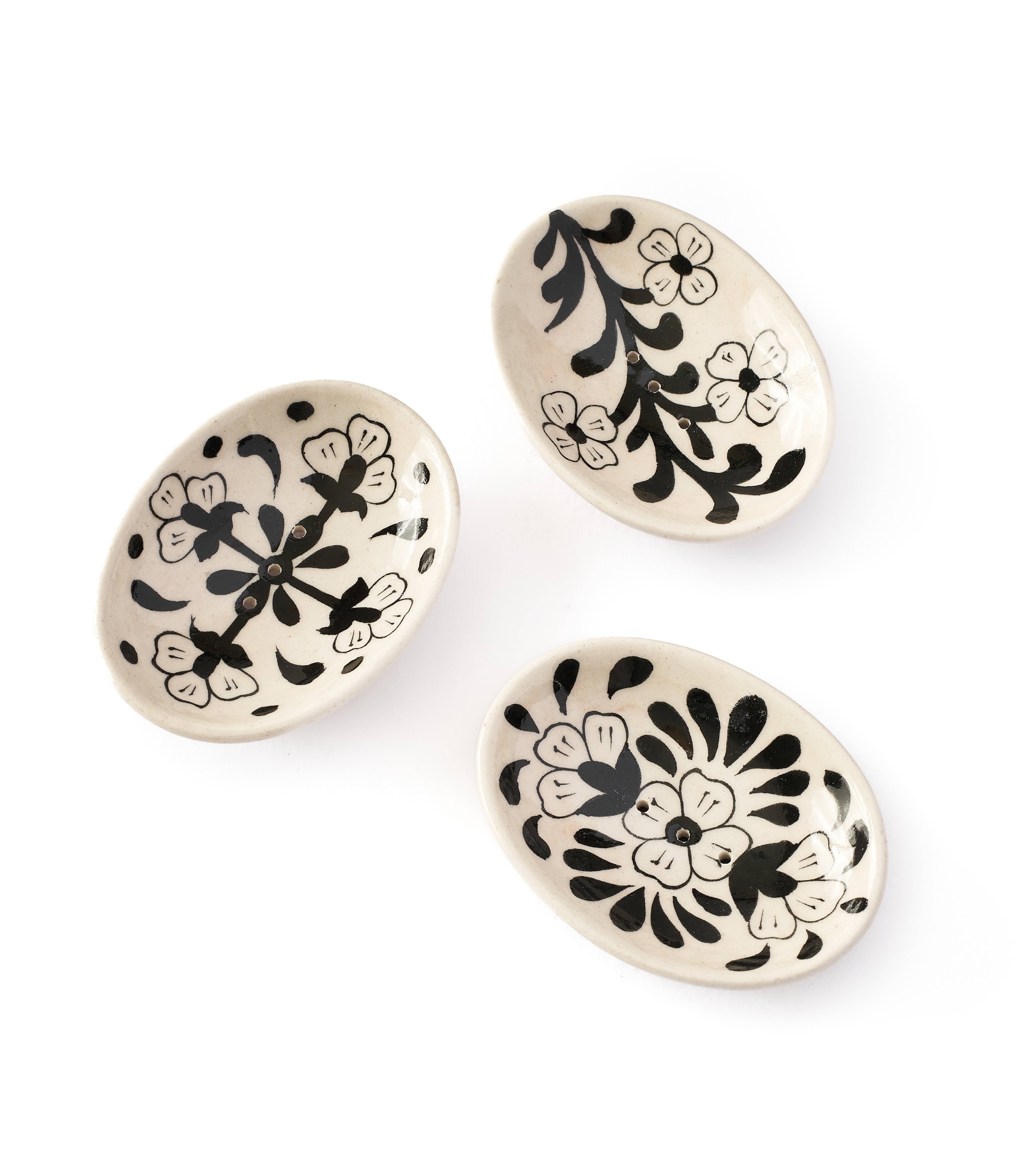 Matr Boomie Fair Trade - Wholesale Decorative Tray - Lalita Soap Dish, Catch All Tray - Hand Painted Black, White2