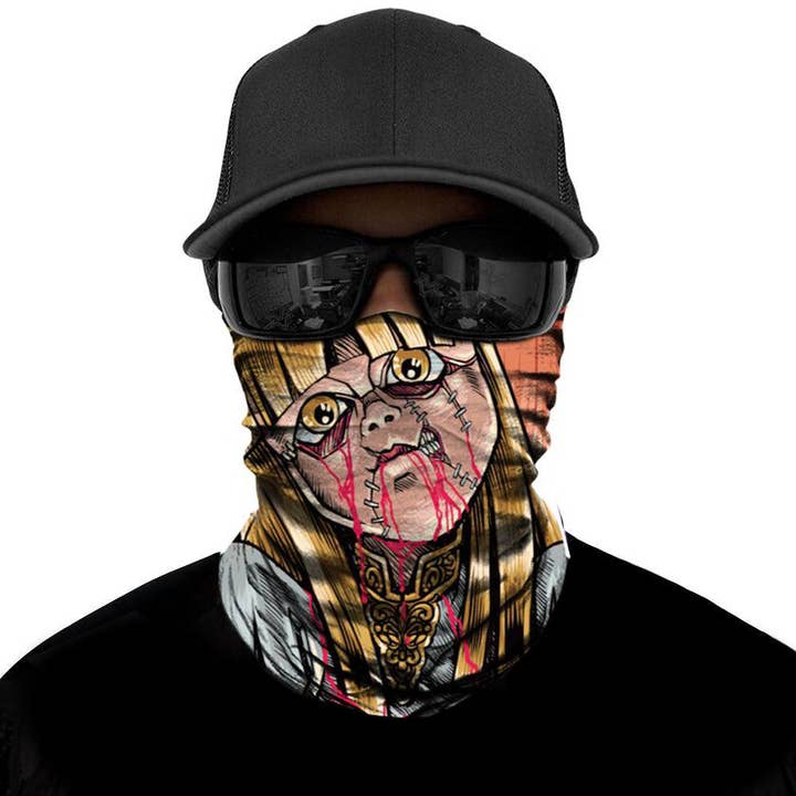 Capiche - Wholesale Protective Face Mask/Shield - Cursed Dolls Biker Mask - Red