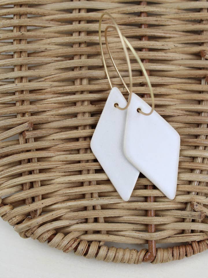 Pendientes Stoneware | Nova | White Gloss para venta al por mayor de Wishbone Pottery