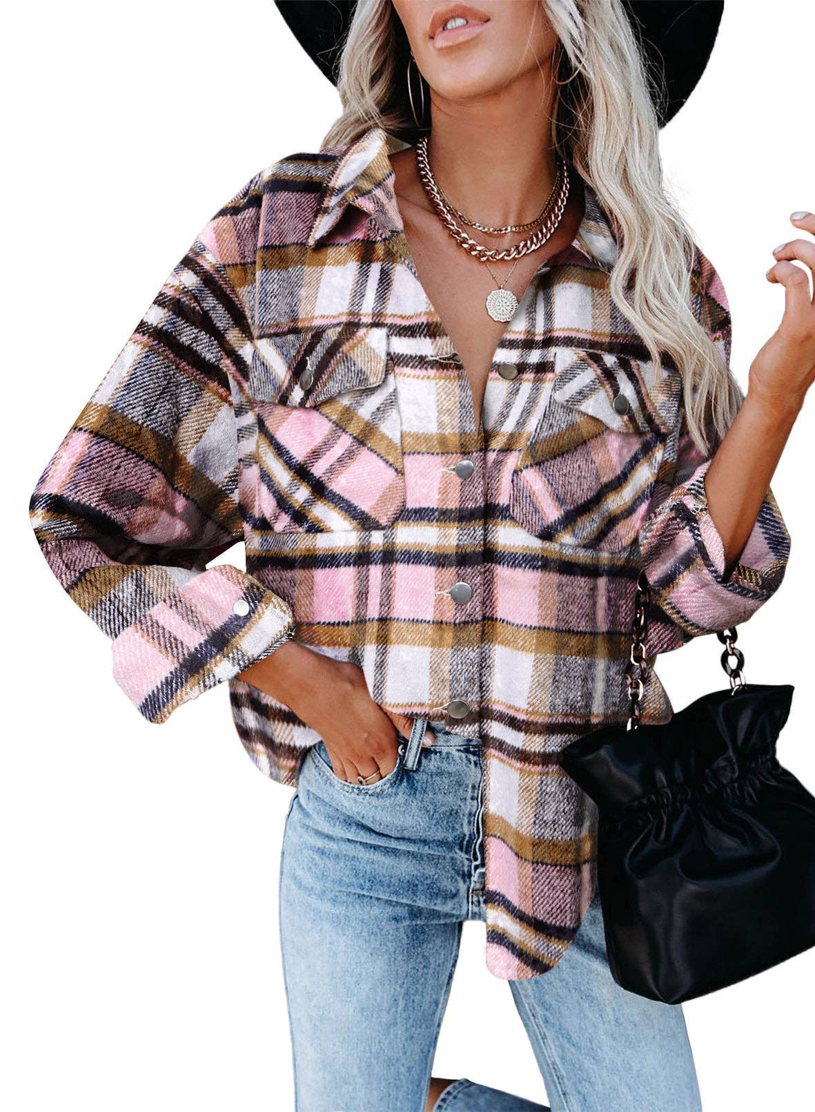 Sweetkama – wholesale Buttoned-down shirt – Women's – Sweetkama Color Block Long Sleeves Ladies Daily Plaid Shirt1
