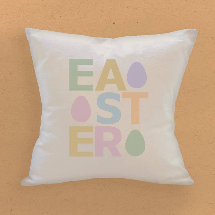 Texto de Pascua con huevos - Almohada de lona de Pascua para venta al por mayor de Boheme Bliss