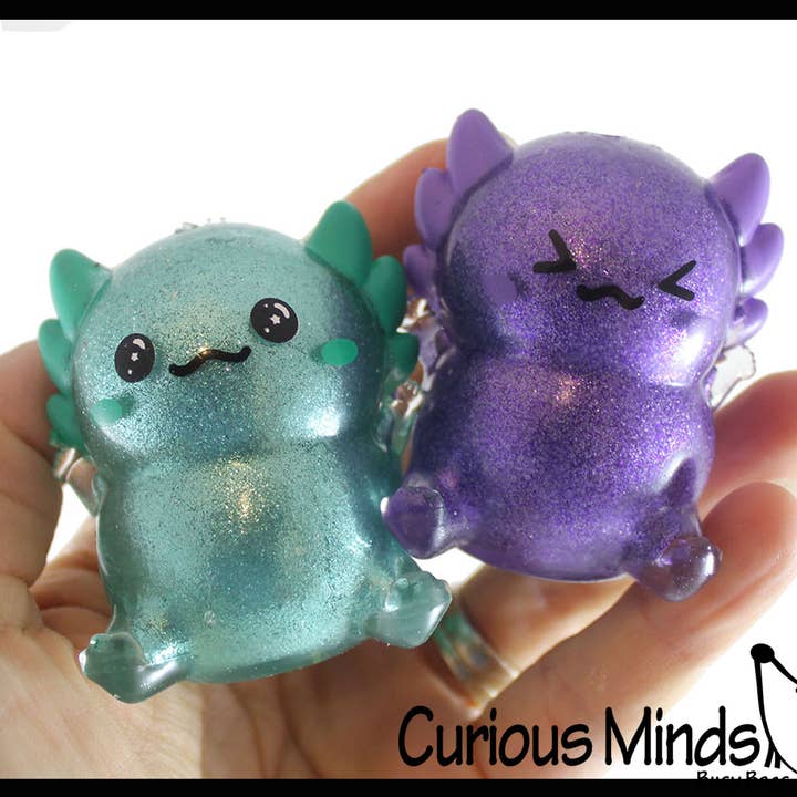 Curious Minds Toys - Wholesale Squishy Toy - Kids & Baby - 1 Axolotl Thick Metallic Gel Stress Ball - Sticky Fun Fidge1