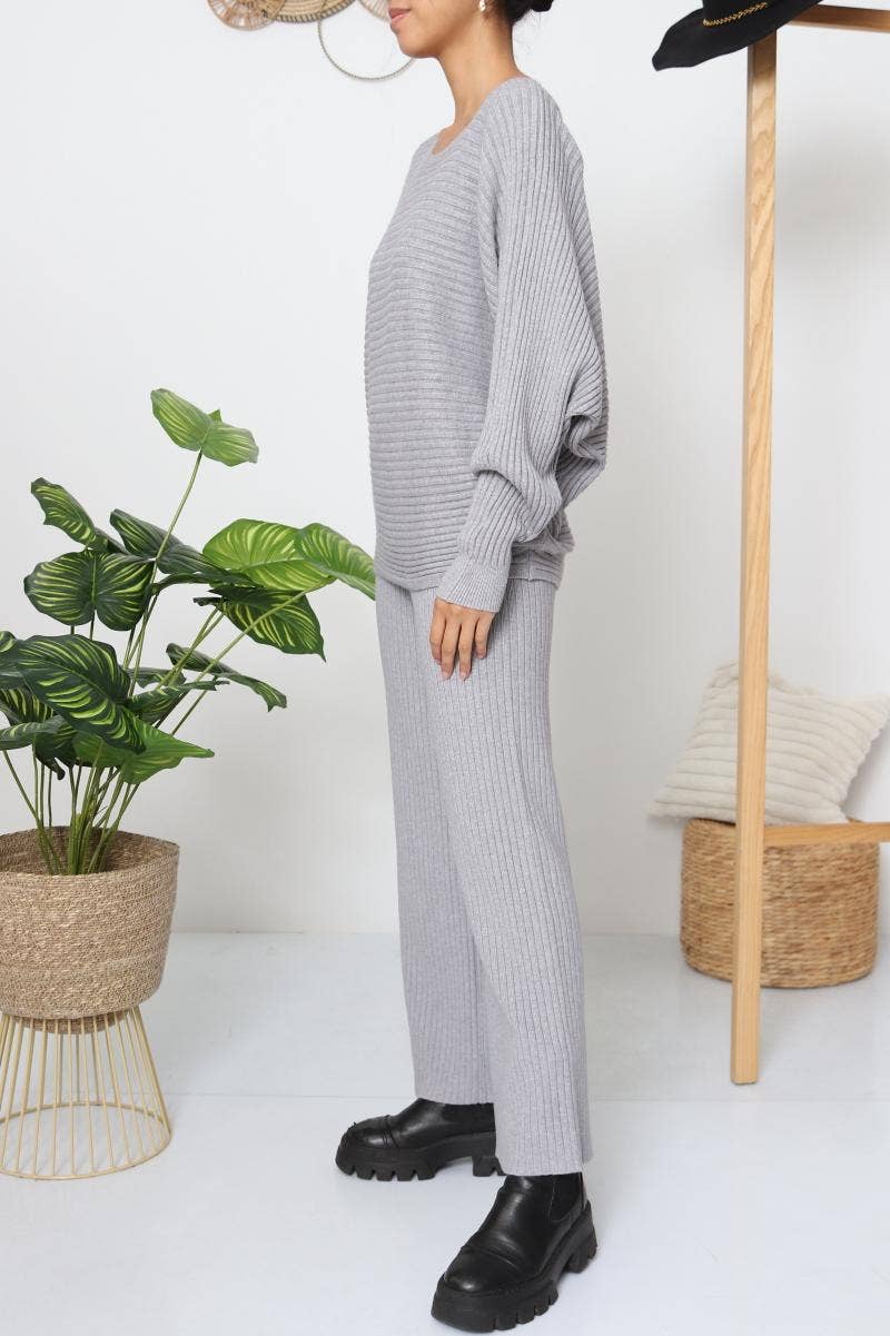 DIX-ONZE - Wholesale Top & Pant Set (NOT Loungewear) - Women's - Ribbed Fine Knit Set – Oversized Sweater & Wide-Leg Pants17