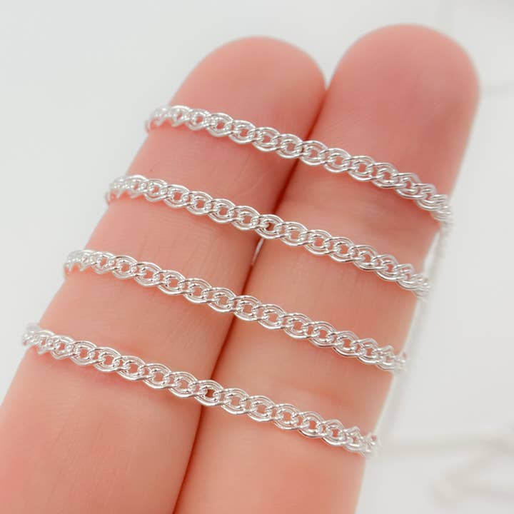 V281SS. Chaîne Double Gourmette en Argent Sterling pour la vente par Tresor Jewelry Inc.