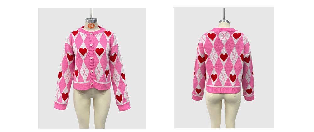 Lily Clothing - Wholesale Cardigan - Women's - Valentine's Day heart-shaped knitted cardigan7