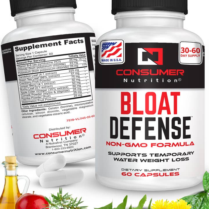 Pilules diurétiques et de rétention d'eau à base de plantes Bloat Defense pour la vente par Nutrafirst, Inc