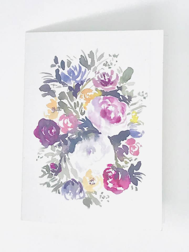 Purple Floral Bouquet Greeting Card for wholesale by Shelby Kregel Art and Design
