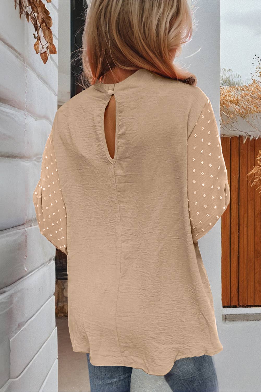PRETTY BASH - Wholesale Blouse - Women's - Solid Swiss Dot Balloon Sleeve Blouse15