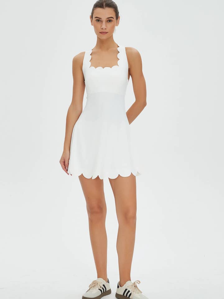 Abito Attivo con Schiena Incrociata e Bordo a Scallop Sylvie Lycra® per la vendita all'ingrosso da parte di Moon Studio