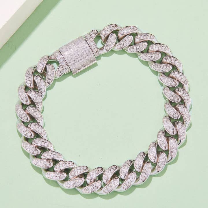 Sparkile - Wholesale Link & Chain Necklace - 12mm Moissanite Cuban Link Chain Necklace