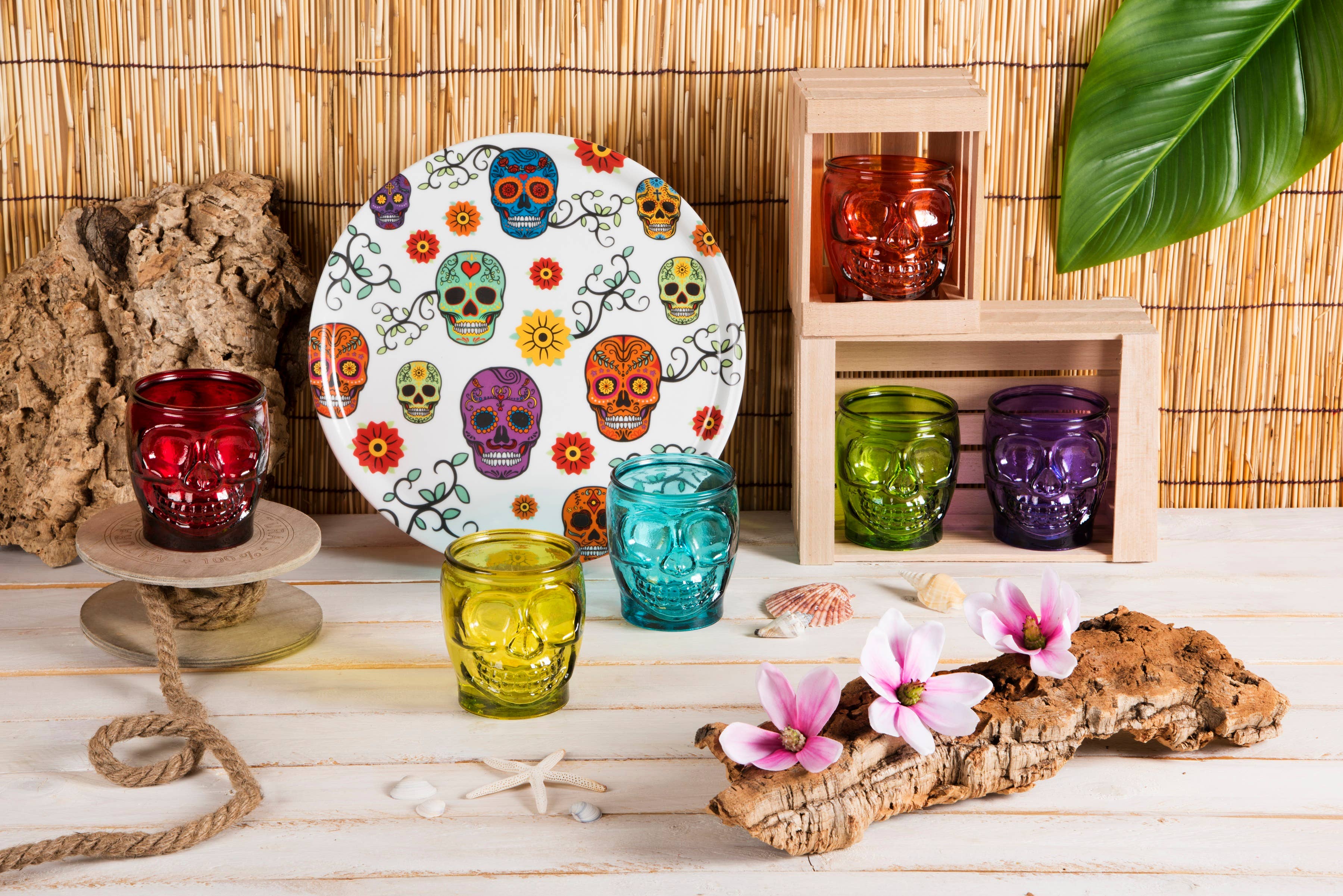 multicoloridas Conjunto de 6 Copos Calavera Multicoloridos para venda a revendedores na Faire1