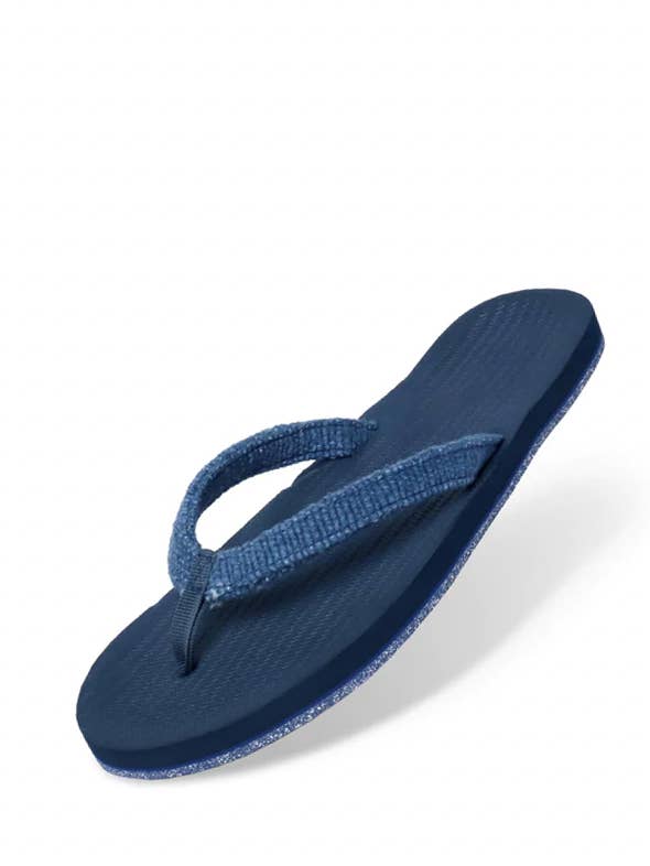 Flipflops für Damen aus recyceltem Leder - Indigo/Shore für den Großhandel von Indosole
