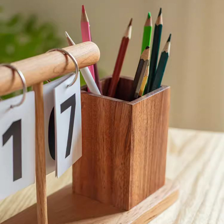 Rustic Reach - Wholesale Calendar - Wooden Desktop Calendar with Pen Holder3
