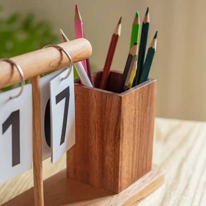 Rustic Reach - Wholesale Calendar - Wooden Desktop Calendar with Pen Holder3
