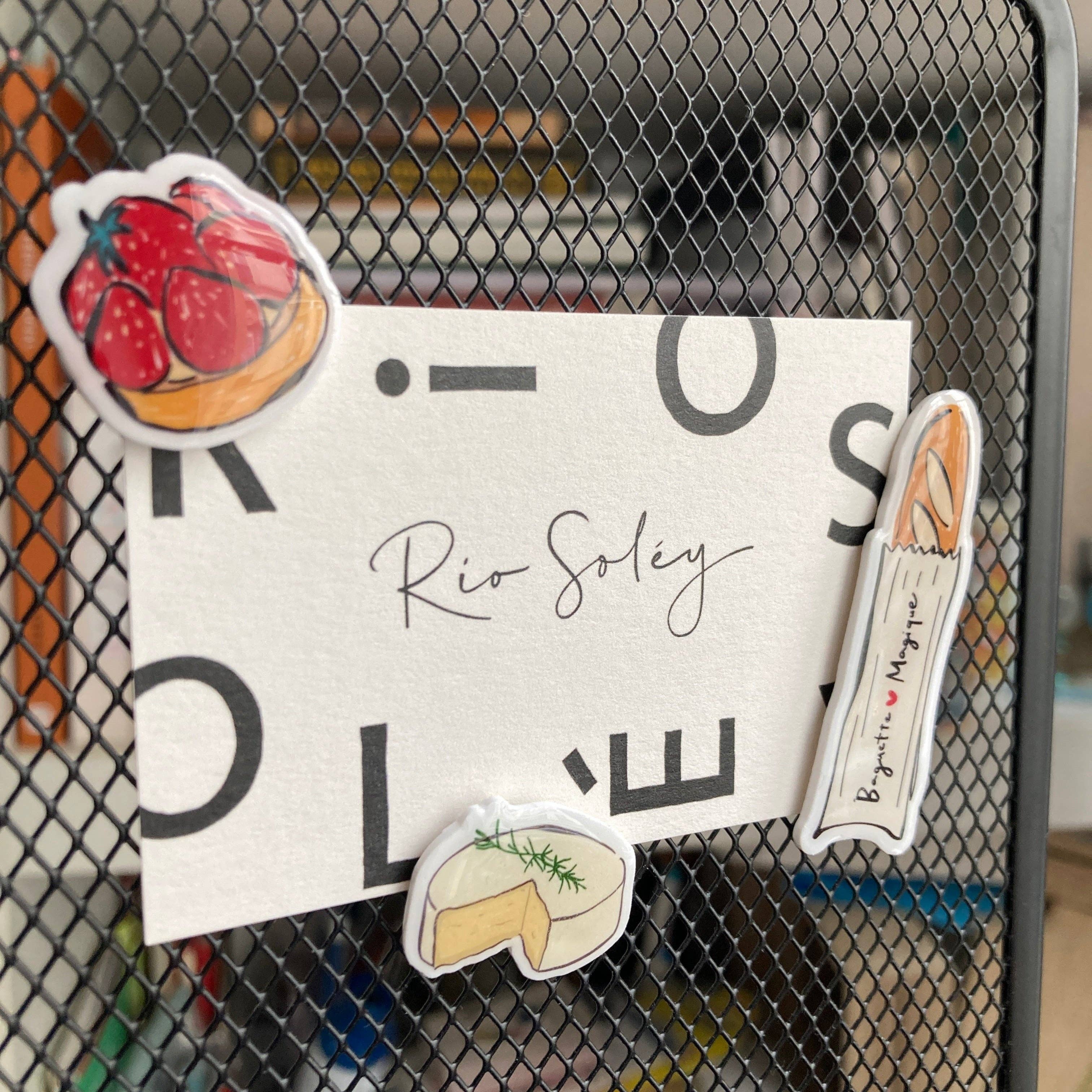 Rio Soléy - Wholesale Magnet - Handmade Mini Magnet Set – Pique-nique (Baguette, Strawberry Tart & Camembert Cheese)2