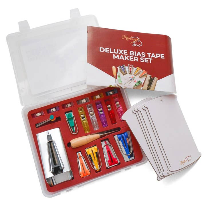 Madam Sew - Wholesale Craft Tool - Deluxe Bias Tape Maker Set - 30pcs for making, using & storing bias tape or binding!