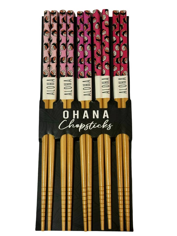 Ohana Reusable Chopsticks "Happy Spam (5 Pairs) for wholesale by The Sunset Shop
