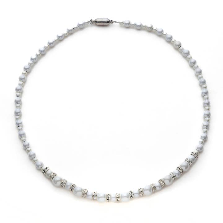 Collar graduado magnético blanco y cristal 18» para venta al por mayor de Magnehealth