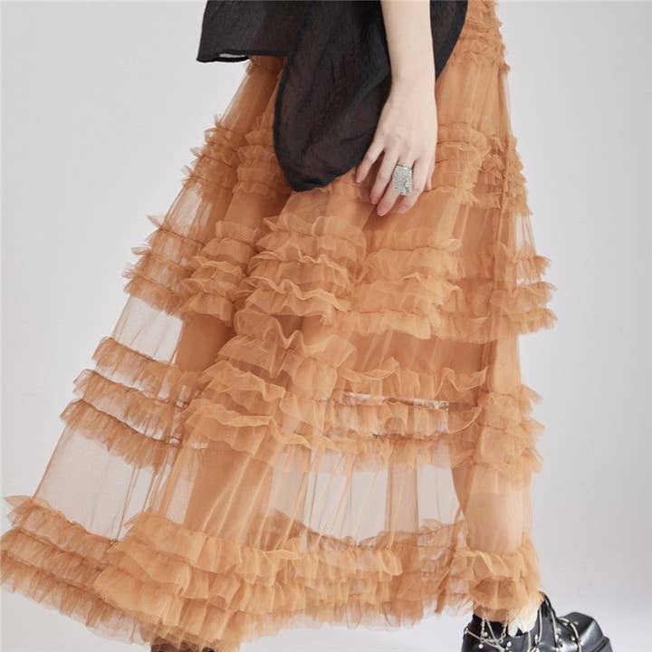 OceanusSwim – wholesale Skirt – Women’s – High Waist Pleated Mesh Paneled Skirt2