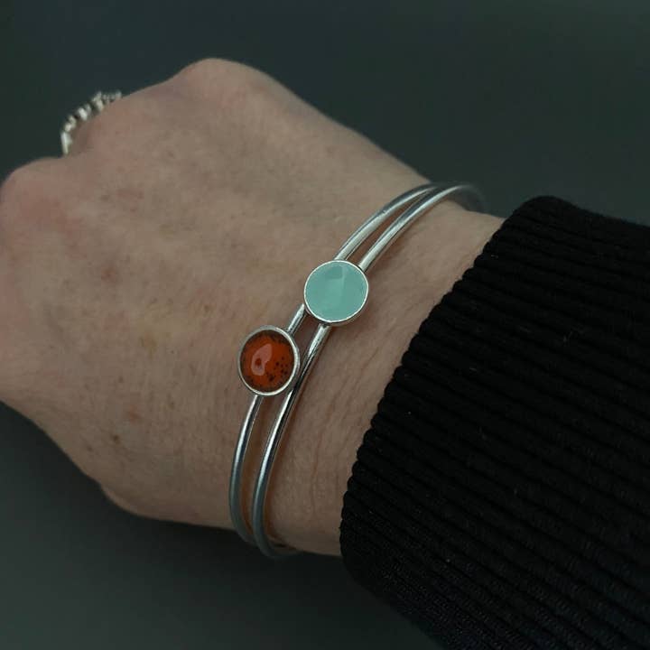 Sterling Silver Enamel Disc Bangle for wholesale by MaisyPlum