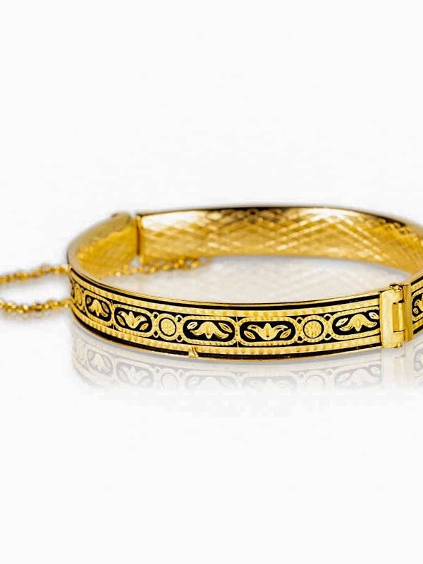 Brazelet damascène fait main en or pur 24 carats pour la vente par Togashi Damasquinos