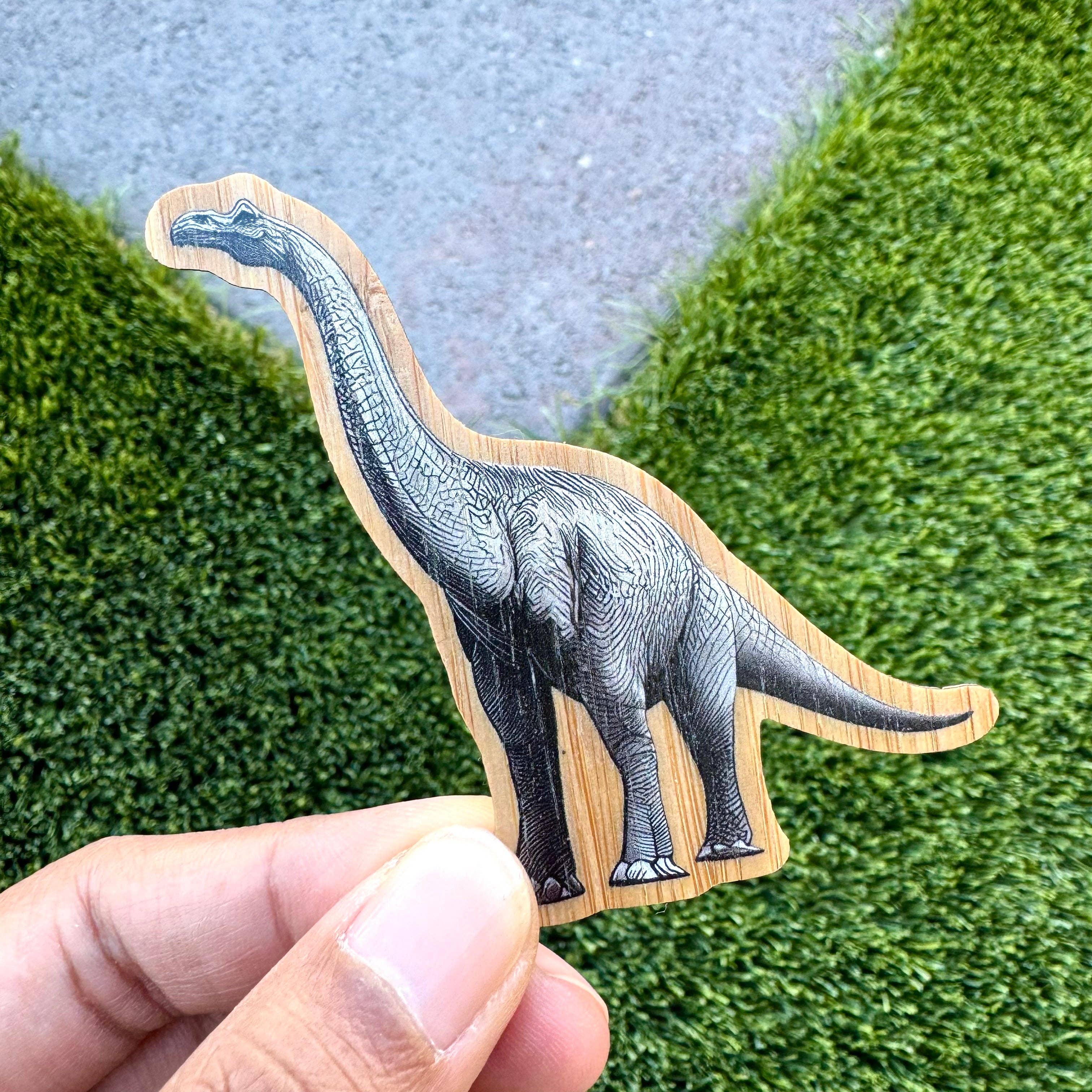 AFK Design Co – wholesale Sticker – Diplodocus Dinosaur Bamboo Wood Sticker, Made in Las Vegas0