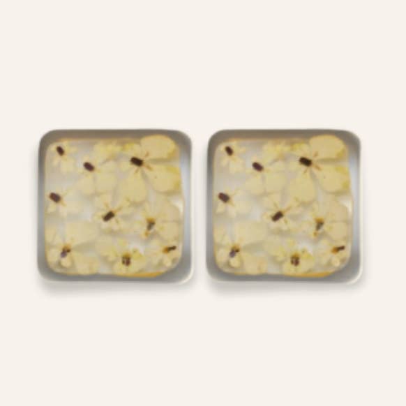 Teeny Weeny Square White Küpe | Rhodium for wholesale by fioreldesign