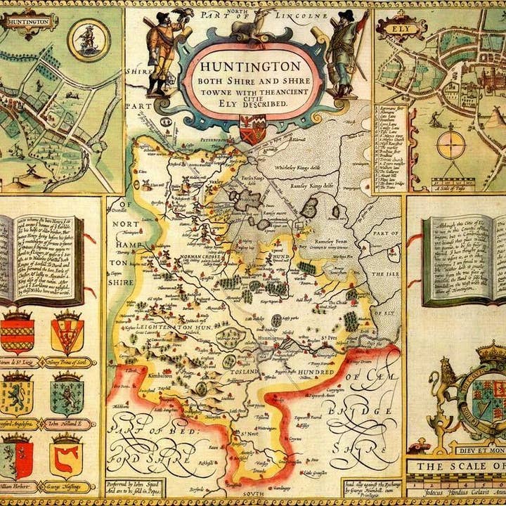 Huntingdonshire Historical Map (1610) for wholesale by Map Marketing Limited