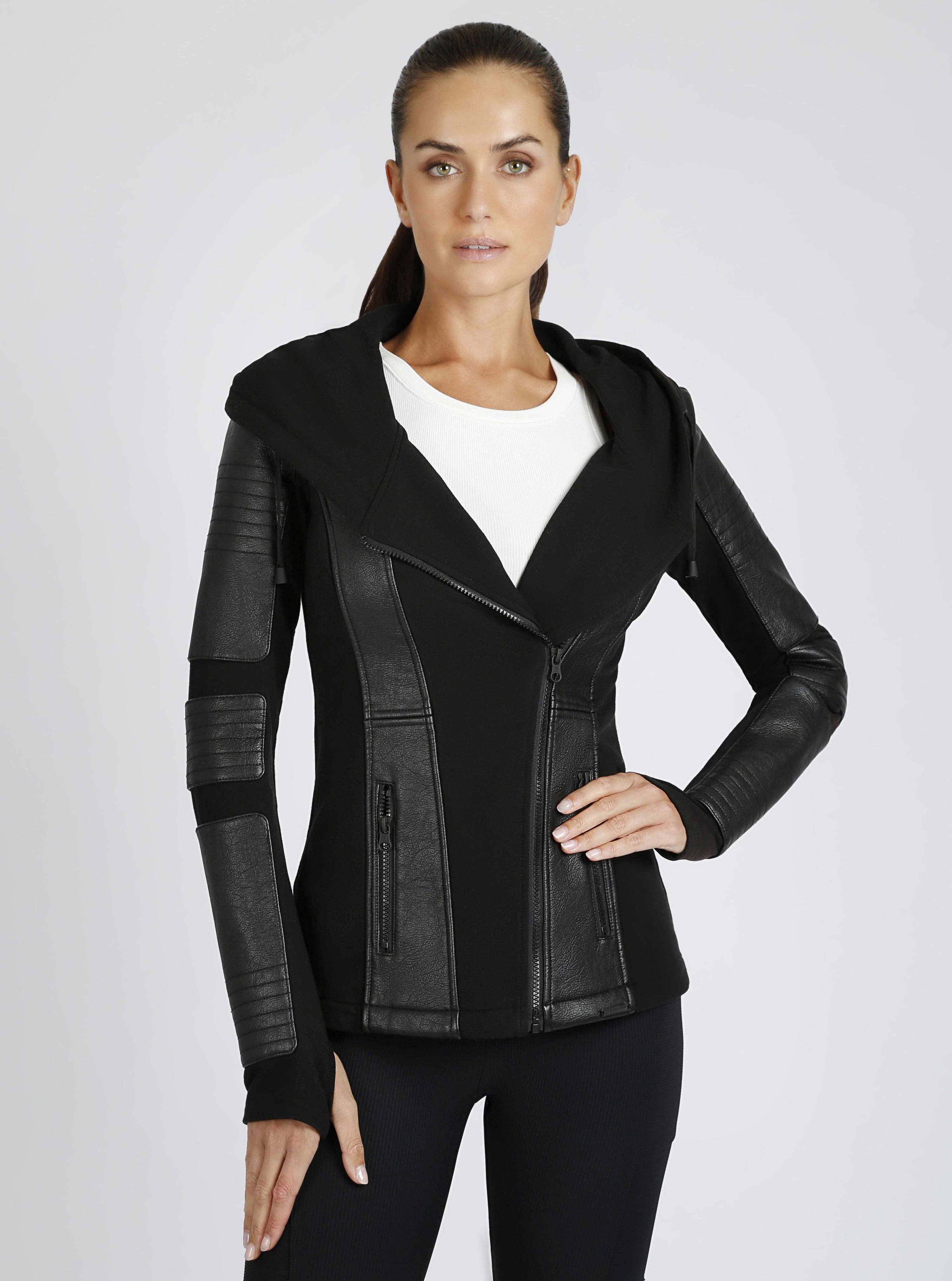 Asym Hooded Moto - Black for wholesale on Faire1