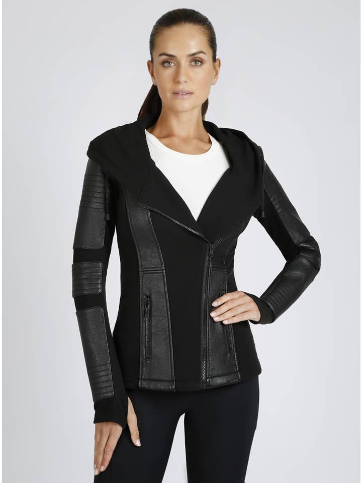 Asym Hooded Moto - Black for wholesale on Faire1