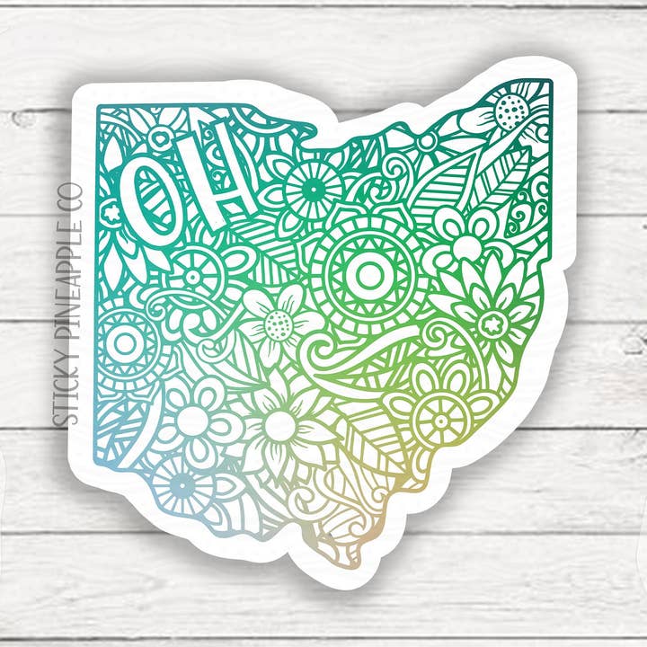 Ohio State Sticker | Matter Aufkleber | Mandala-Aufkleber | Wetterfester Aufkleber | Für Ihren Laptop, Ihre Wasserflasche und mehr! für den Großhandel von Sticky Pineapple Co